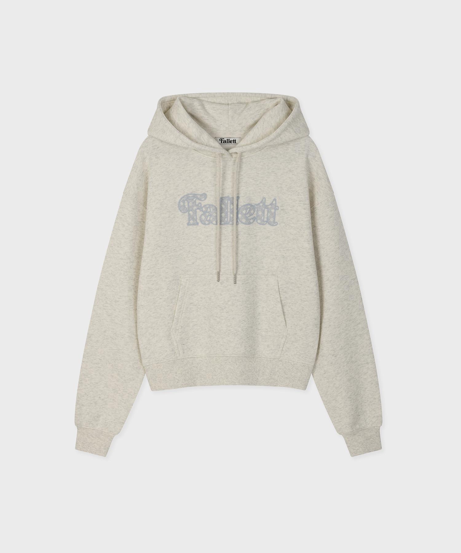 Pallet Check Story Logo Crop Hoodie Oatmeal M
