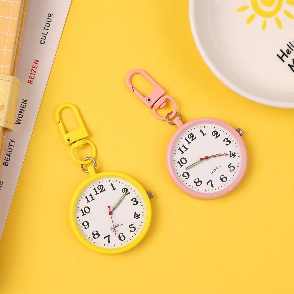 Metal Keychain Pocket Watch Easy Reading Minimalist Nurse Watch Key Chain Fob Clock Hospital Shift