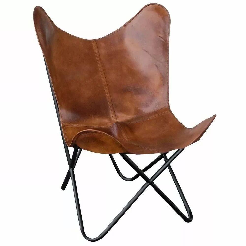 Handmade Vintage Leather Butterfly Chair Relax Arm Chair Lounge Accent Chair