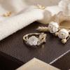 Wedding Flower Crystal Ring Adjustable Zircon Ring Delicate Flower Opening Ring  Gifts