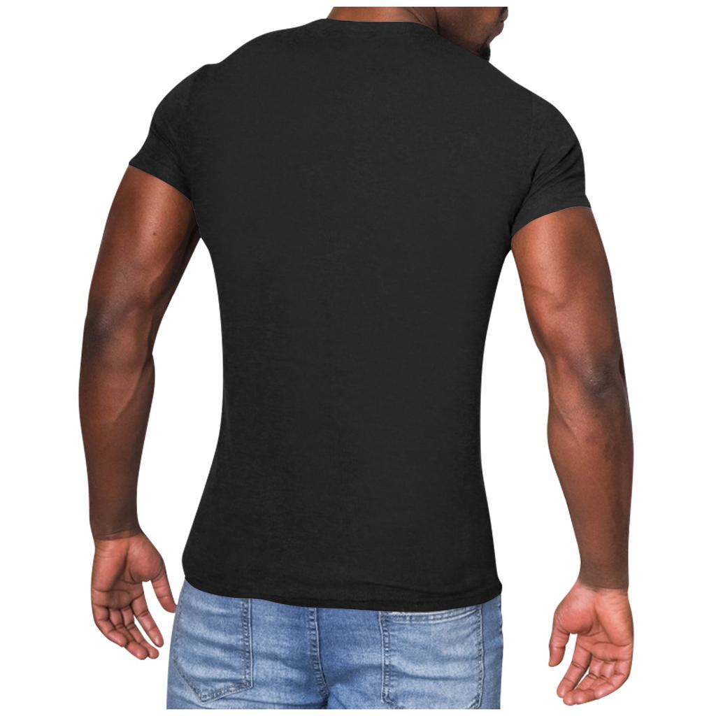 T-shirt da uomo Henley a maniche corte, vestibilità classica, cotone morbido, top basic casual per l'uso quotidiano