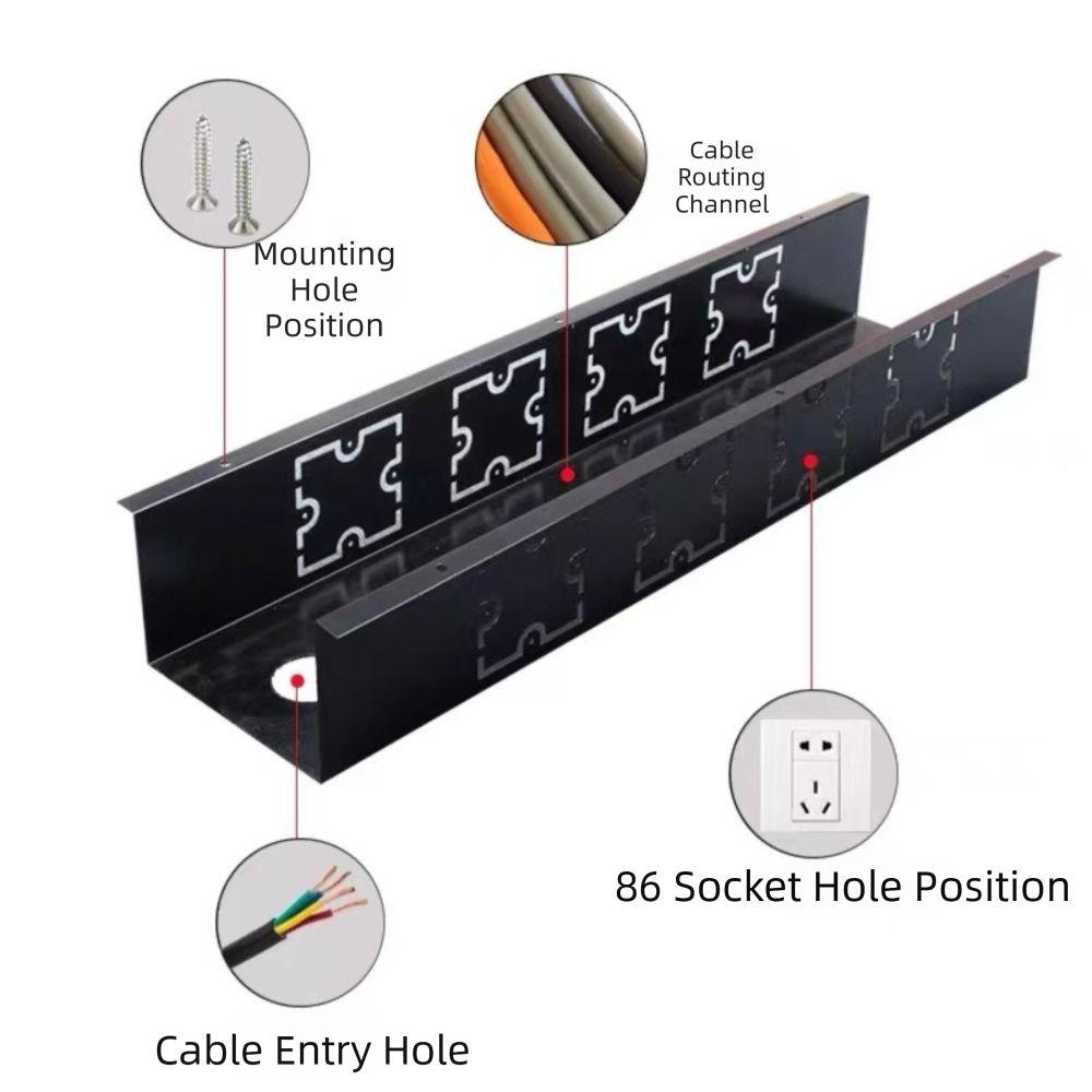 Durable Material Under-Desk Cable Management Tray U-Shape Structure Cable Organizer  Office Desk