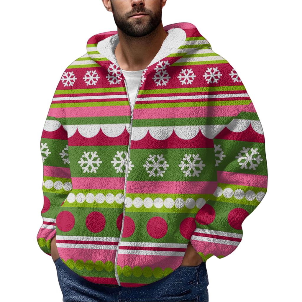 Men'S Winter Zipper Hooded Fleece Sweatshirt With Patch Pocket Casual Jacket