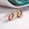 Red Oil Drip Rhinestone Knot Stud Earrings - Women's Fashionable Light Luxury Accessories