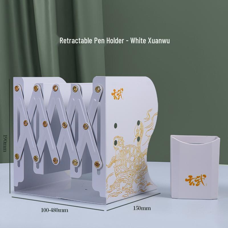 Retractable Desktop Book Holder and Folding Bookshelf with Pen Holder