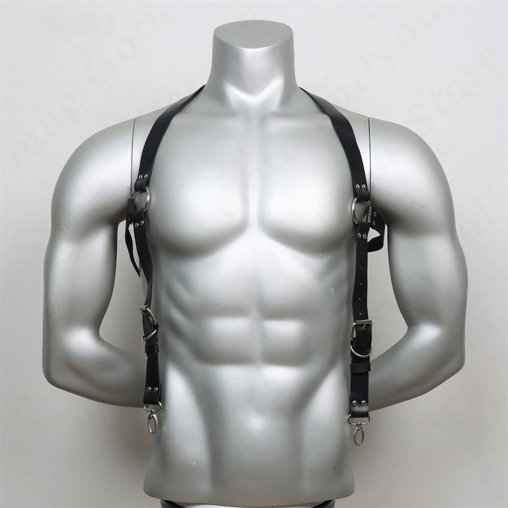 Men Harness Belts Fetish Gay Clothing for Sex Rave Sexual PULeather Chest Adjustable  Gay Body Bondage Cage Harness Lingerie