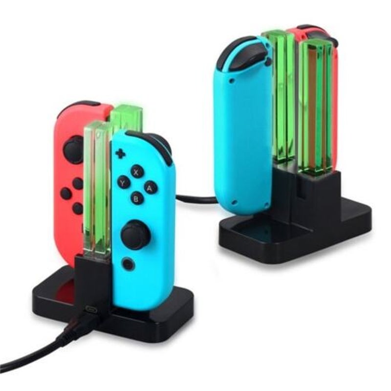 Chargers & Charging Docks 4 In 1 Led Charging Dock Station For Nintendo Switch Joy Con Controllers Black