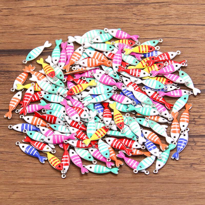 Stainless Steel Marine Life Enamel Pendants: Fish, Crab & Dolphin Charms in 9 Styles