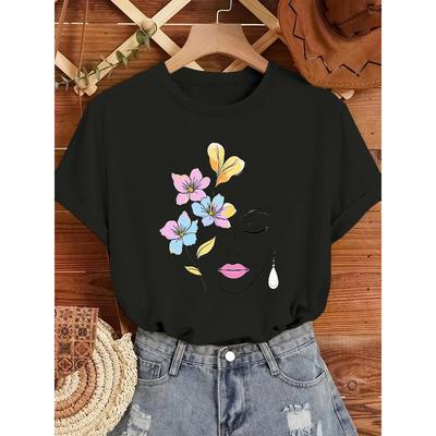 New Printed Casual Women'S T-Shirt for Spring, Autumn, And Summer Seasons, Featuring a Versatile Round Neck And Short Sleeves, Made from Soft