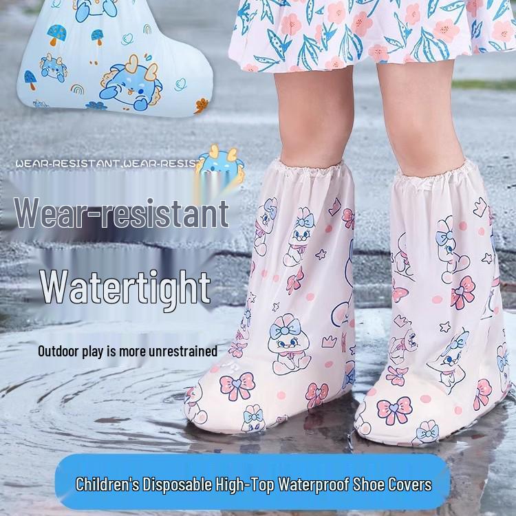 Children's Waterproof Non-slip Rain Shoe Covers - Thick, Wear-resistant for Travel and School