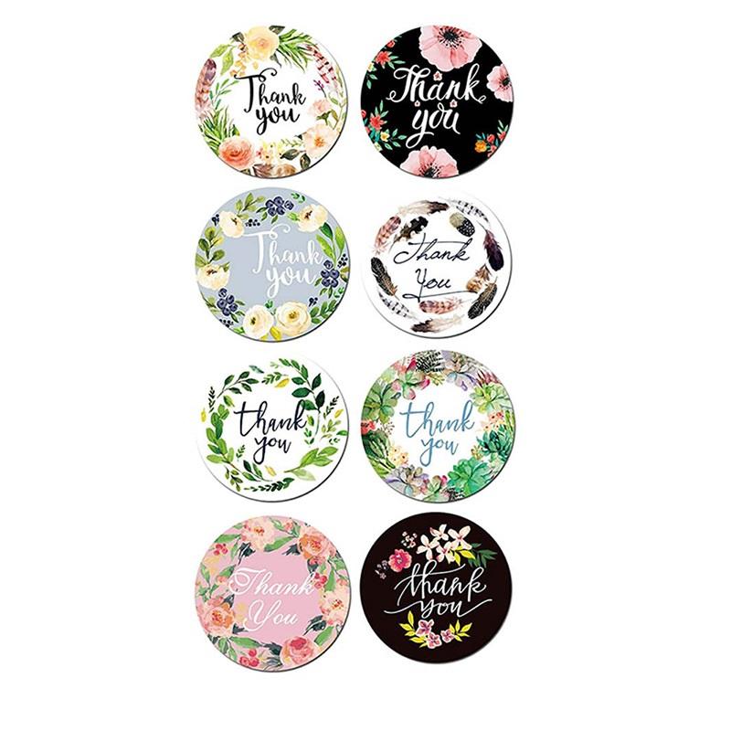 500 Stück/Rolle Blume Danke Aufkleber Set 1 Zoll Kreis Floral Masking Tape Tagebuch Geschenk Dekoration Siegel