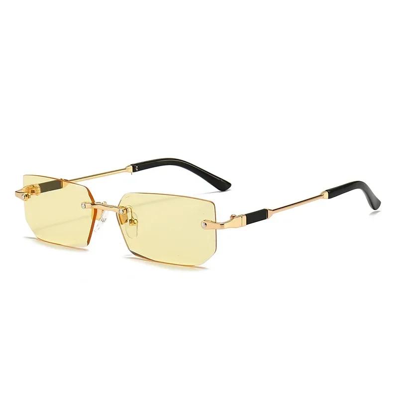 New Fashion Square Metal Large Frame Uv400 Sunglasses European And American High End Multi Color Cut Edge Frameless Glasses