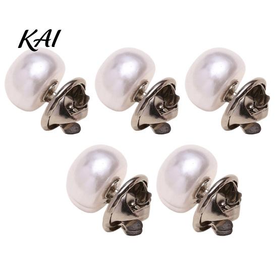 Cardigan Collar Clip 5PCS Pearl Buttons for Women, Clothing Invisible Anti-Exposure Safety Pins, No Anti Slip Scarf Buckle Damage Iron Brooch