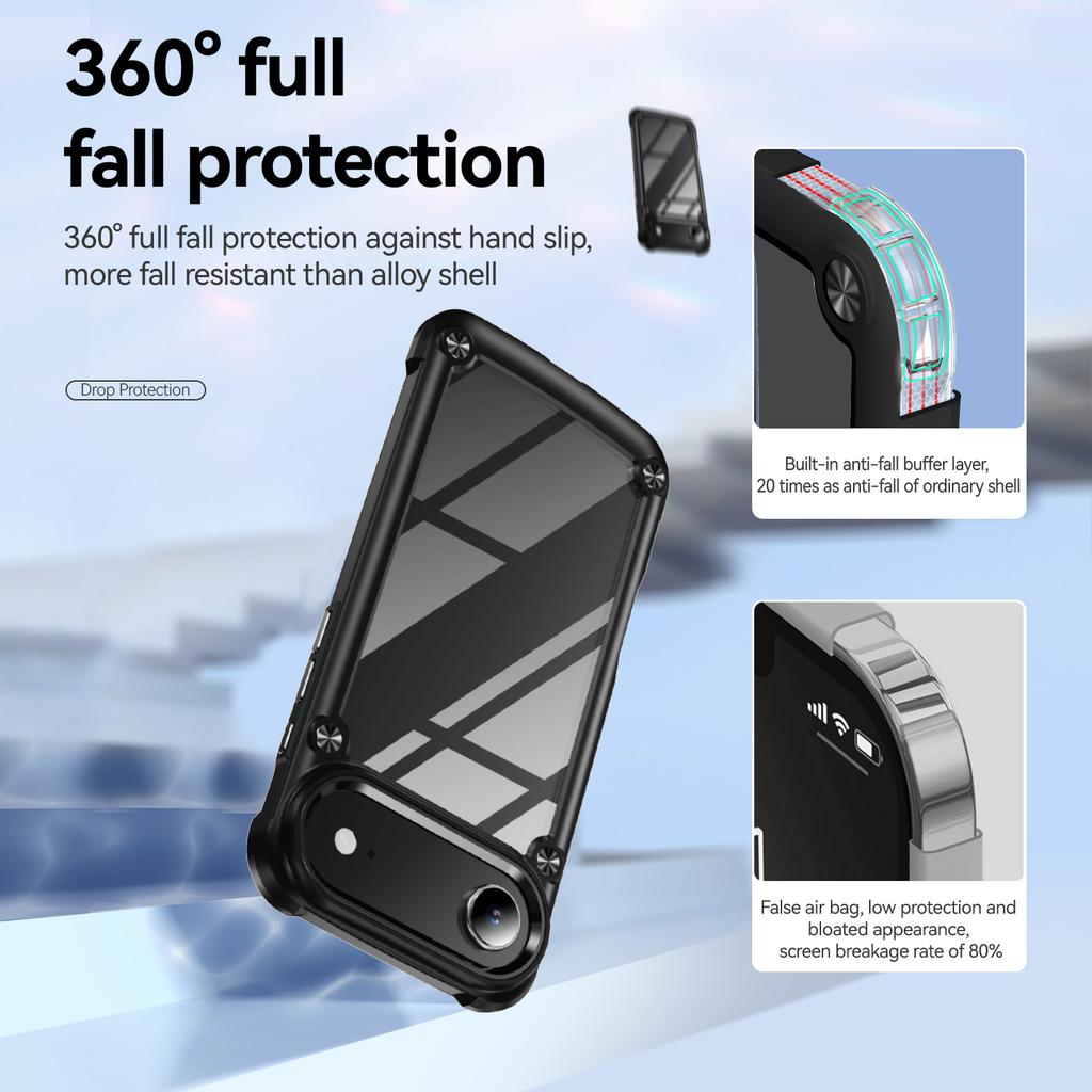 Transparent 360 Full Back Cover for iPhone 14 15 16 Pro Max Fine Hole Camera Lens Protection Clear Mobile Phone Case