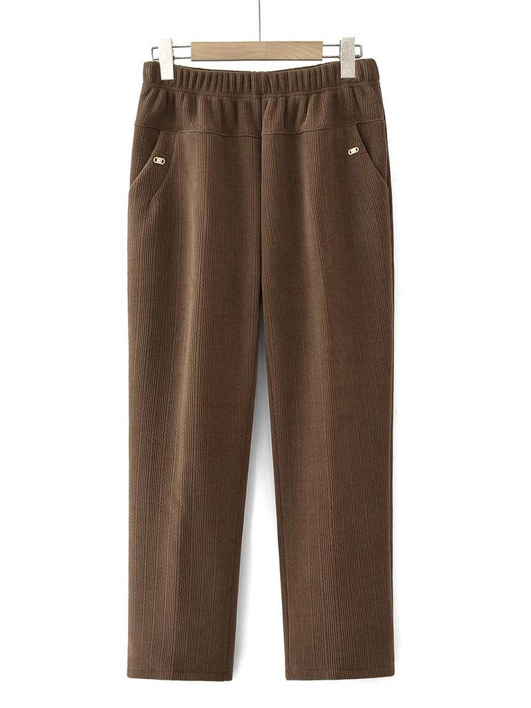 Mom's Spring Straight-Leg Elastic Pants for Middle-Aged Women - Plus Size Casual Fit