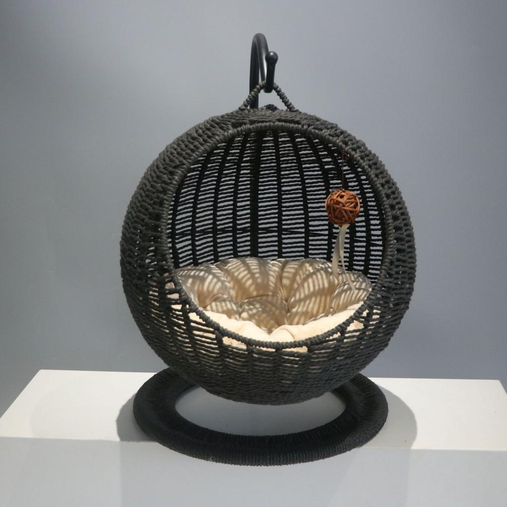 Buy Handmade Wicker Cat Bed Basket Swing Pet House Nest for Small Dogs