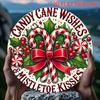 Vintage Rustic Metal Wall Decor Round Sign Holiday Home Decor Candy Cane Wishes Iron Art