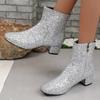Botas Martin de tacón grueso con lentejuelas, suela blanda, cremallera lateral, talla grande, para primavera