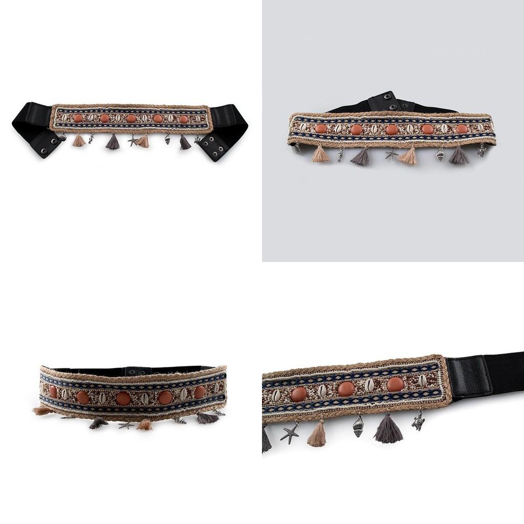 Summer Womens Belt With Faux Leather Material And Embroidery Design
