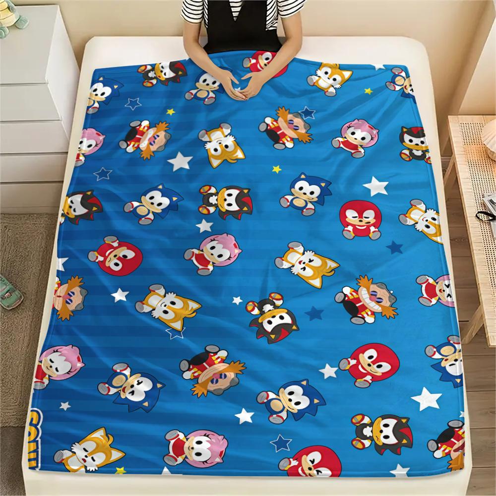 

1Pc Sonic the Hedgehog Print Flannel Blanket, High quality Comfortable for All Seasons, Home Decor, Warmth and Comfort, Perfect for Christmas Gifts 80cm x 120cm