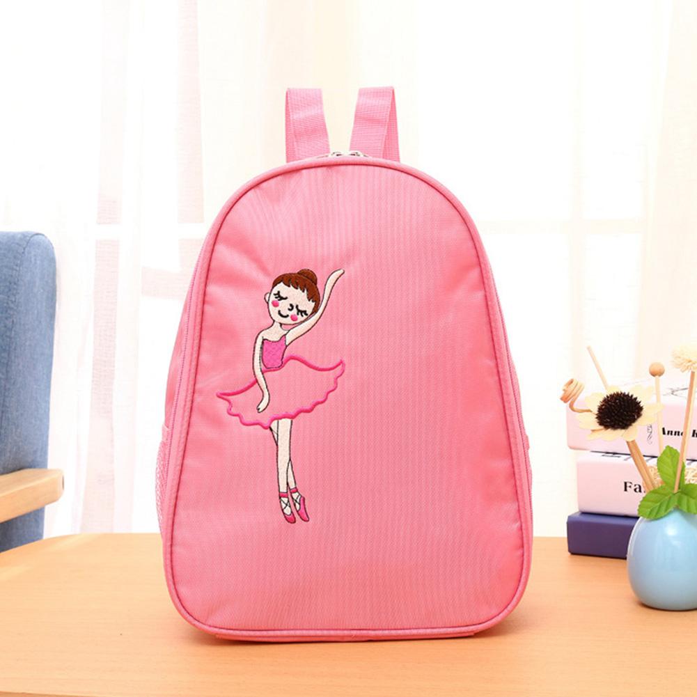 Girls Ballet Dance Embroidered Backpack Kids Shoulder Sports Bag(Pink)