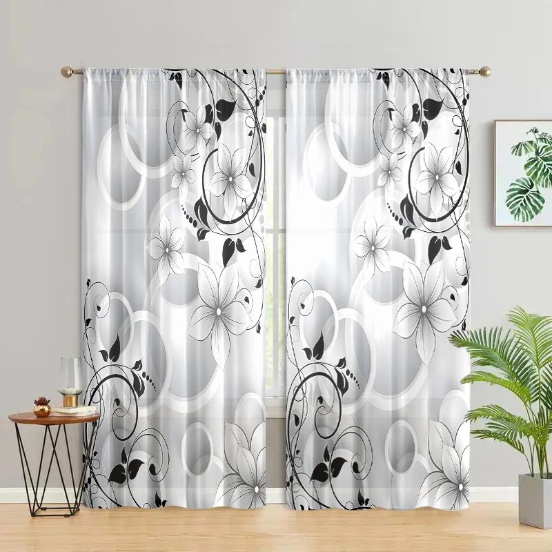 

2 штуки, геометричні смугасті квіткові арт-штори -30% затемнення - підходять для вітальні, спальні, кухні та домашнього декору. W150CM H166CM&Rod pocket