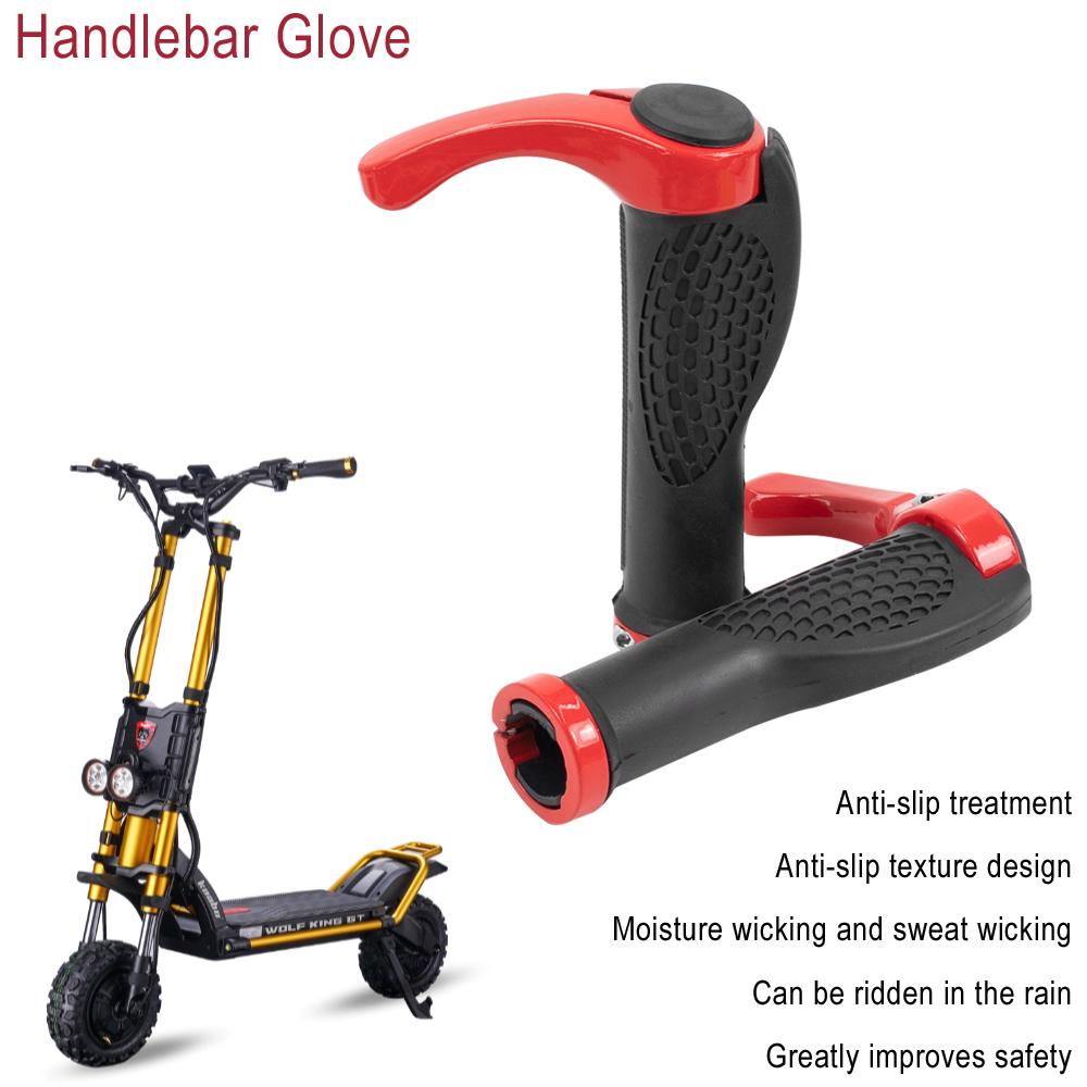 Electric Scooter Rubber Handlebar Grip Ergonomic Anti Skid Lock On Handle Cover Aluminum Alloy for Kaabo Wolf Modifited Parts