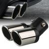 1PC Dual Outlet Exhaust Tip Chrome Stainless Steel Car Exhaust Muffler Tip Rear Tail Throat Car Accessories