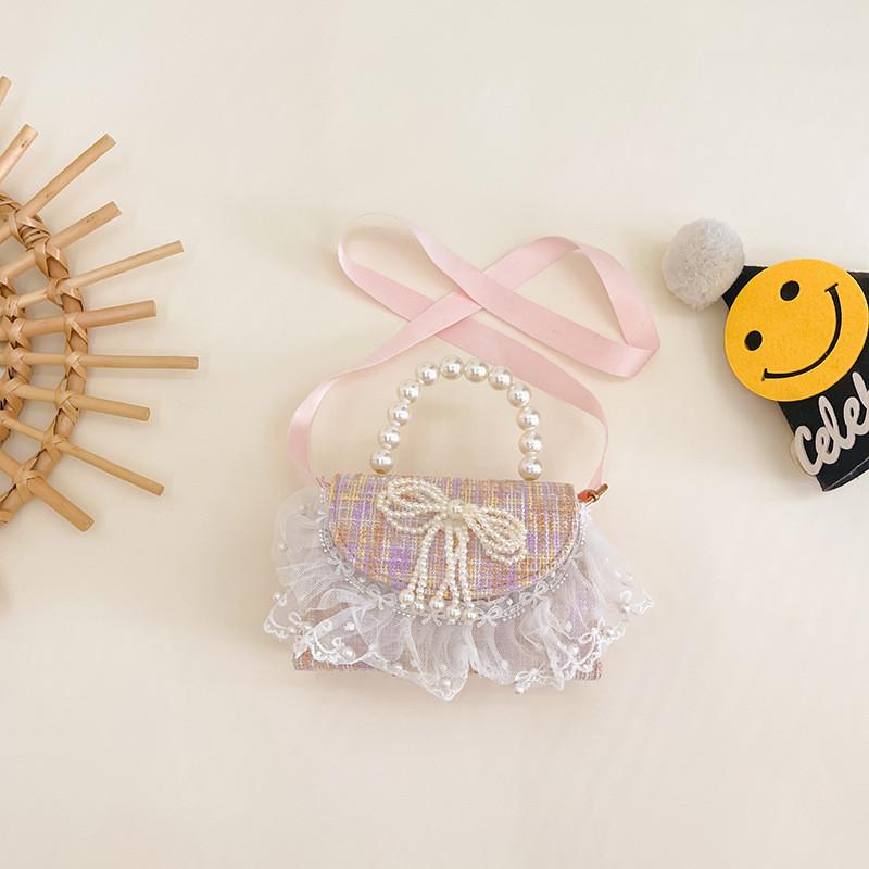 Trendy Korean Style Cute Children's Mini Shoulder Bag With Pearl Elements And Fashionable Design