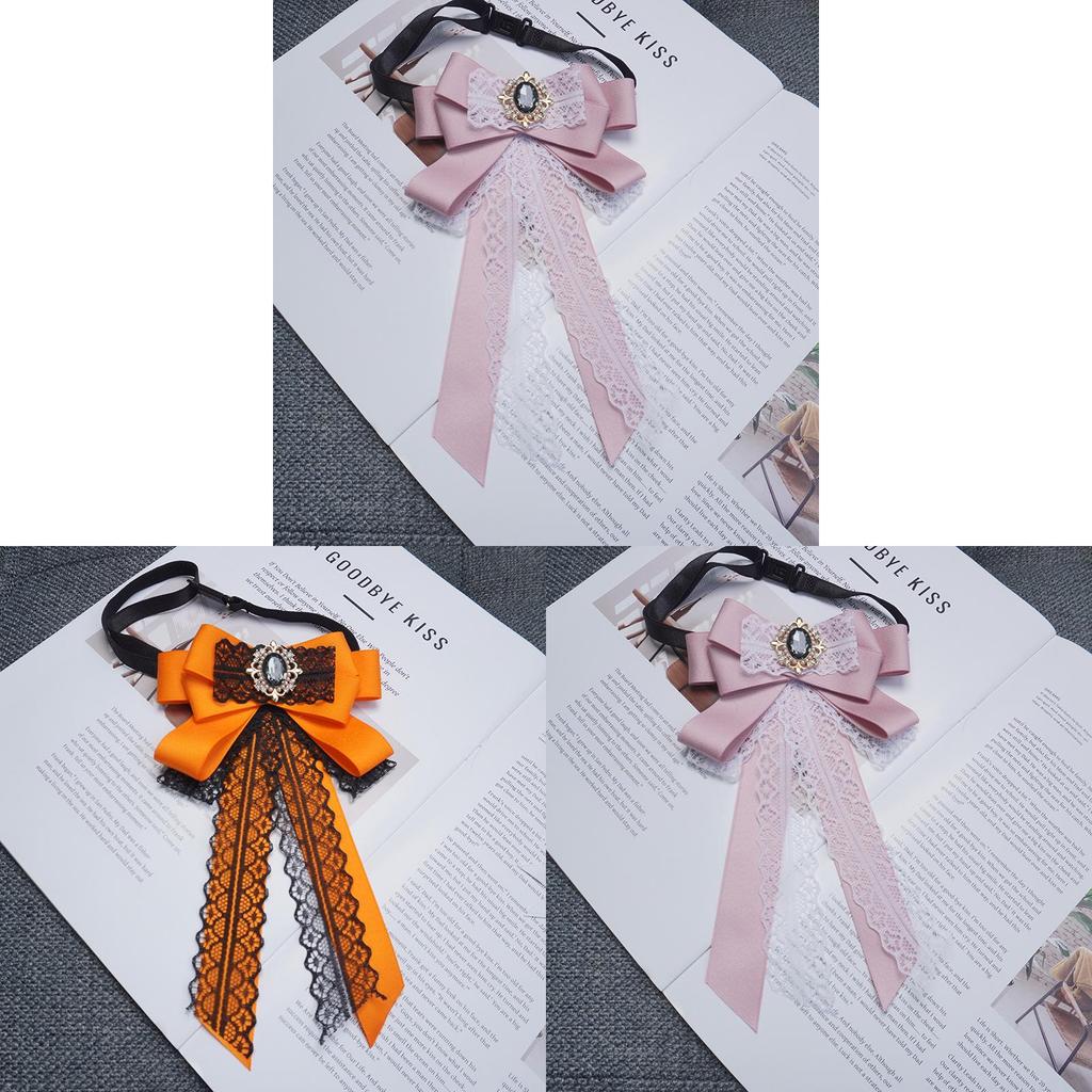 Feminine Resin Bow Tie Pin With Lace Pattern For Collegeinspired Office Attire