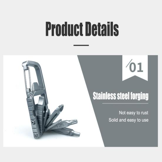 Multi-Tool 12-In-1 Multi-purpose Screwdriver Bottle Opener Phone Holder Carabiner Portable Camping Home