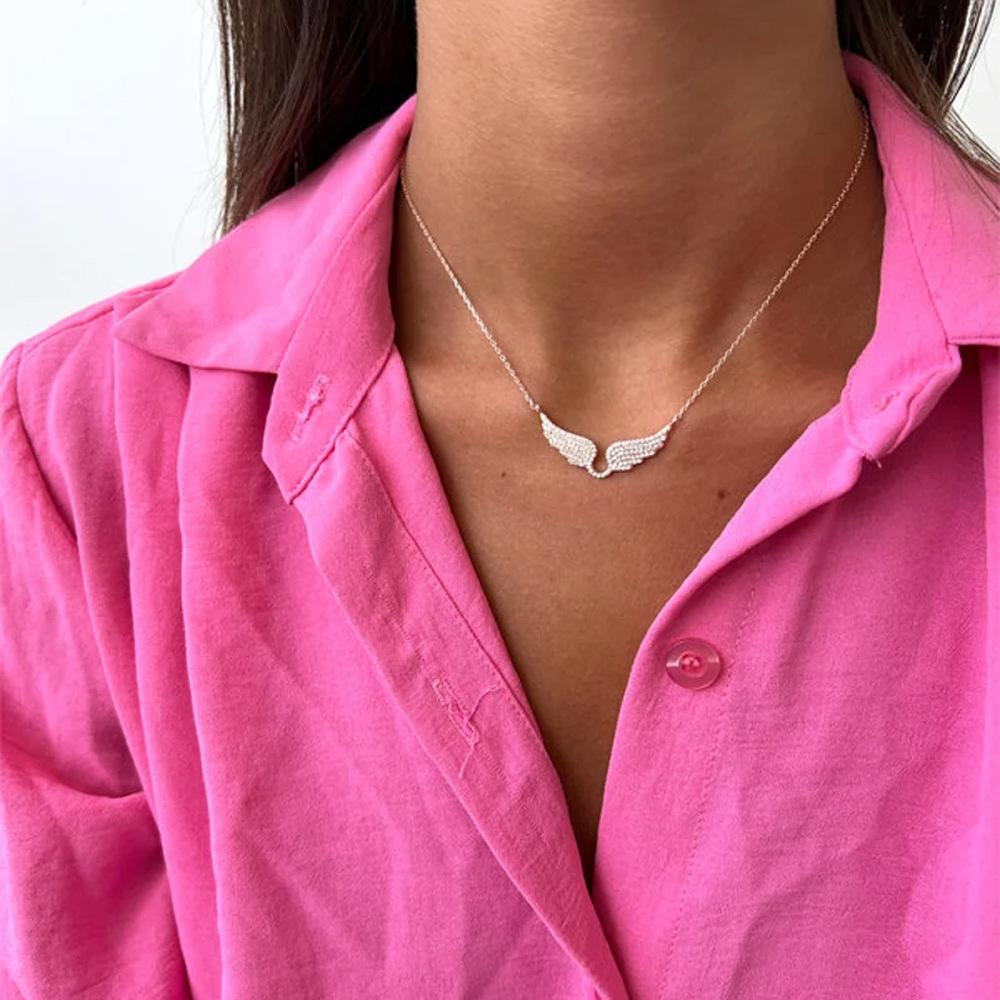 Nuova Creatività Ali d'Angelo Design Unico Ciondolo Collana Accessori Classici Versatile Personalità Catena Clavicola Fascino Gioiello
