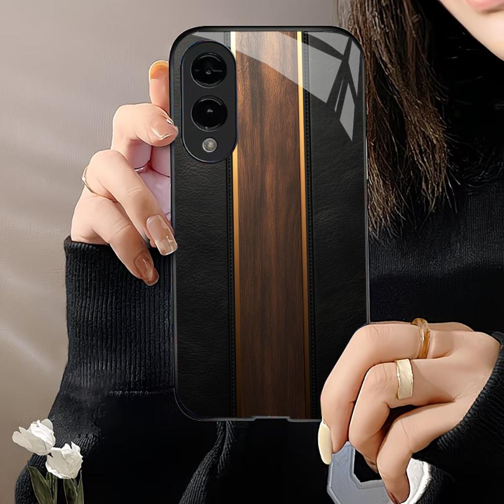 Wood grain Exquisite luxury High-end PhoneCase Glass TPU PhoneCase for Samsung Galaxy S26 S25 S24 S23 S22 S21 FE,Ultra,Plus