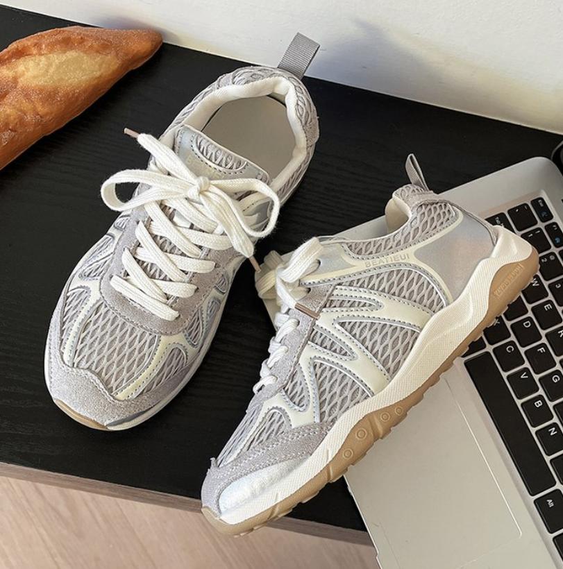 

Модные кроссовки женские 2025 Новые сетчатые кроссовки Женские Дизайнерские Ретро Кроссовки Модные Дышащие Женские Спортивные Кроссовки Tenis Feminino 40 серый