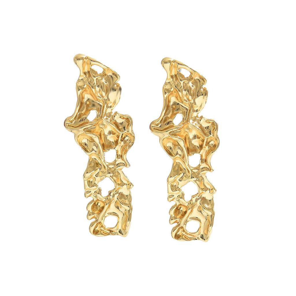 ins simple niche light luxury earrings Mori sweet pleated hollow design stud earrings versatile high-end earrings