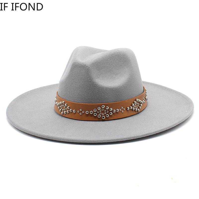 2022 Fedora Hat for Women Retro Wool Felt Jazz Hat 9.5CM Wide Brim Church Wedding Hat Street Fashion Black Dress Cap