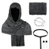 Medieval Hooded Cloak Scarf Set with Brooch and Belt for Cosplay Renaissance Festival Costume Accessories