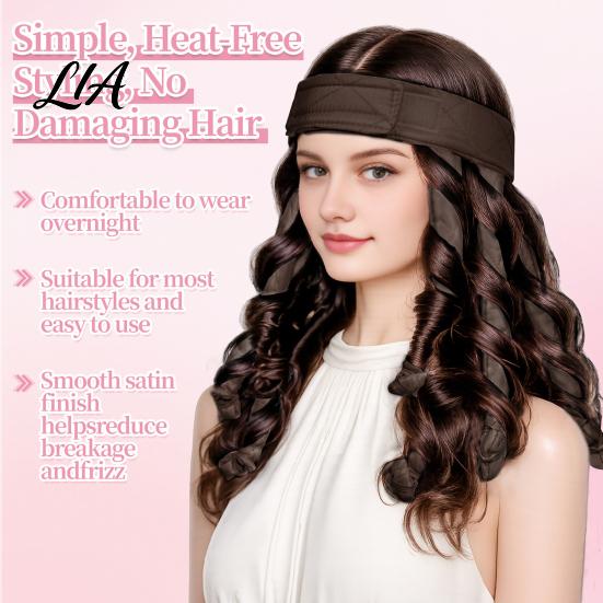 Overnight Waves Styling Tool No Heat Curling Rod Headband, Hair Curler Fo Long Thick Hair, Soft Sponge Roller Curls with Eight Claws, DIY for Women