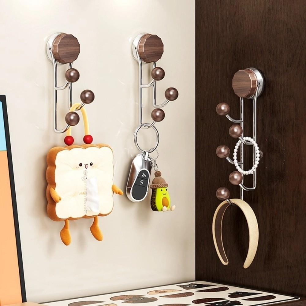 Stainless Steel Suction Cup Hook Antique Hair Ring Storage Hook Vertical Hook Shelf Toilet