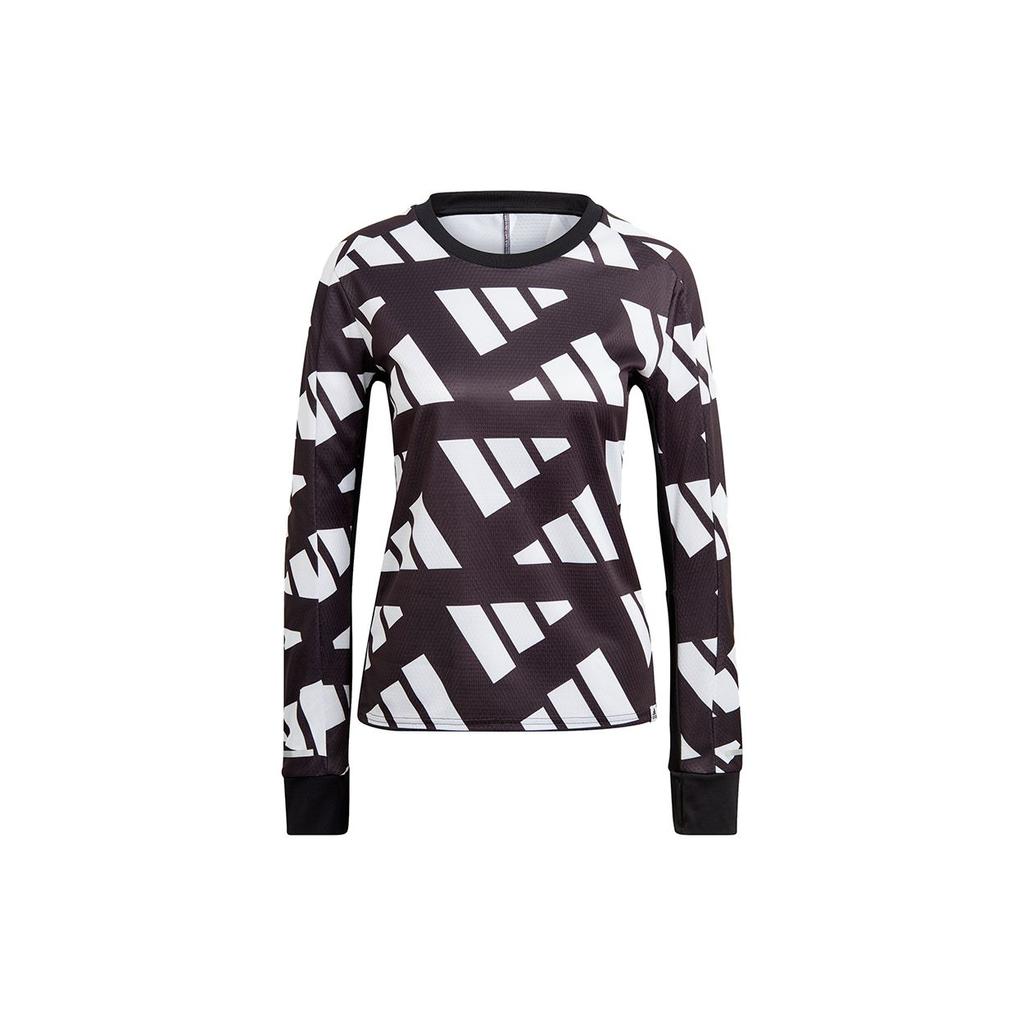 Adidas Celebrity Sweat Reflective Print Long Sleeve Running T-shirt Women Tops Black GK5091