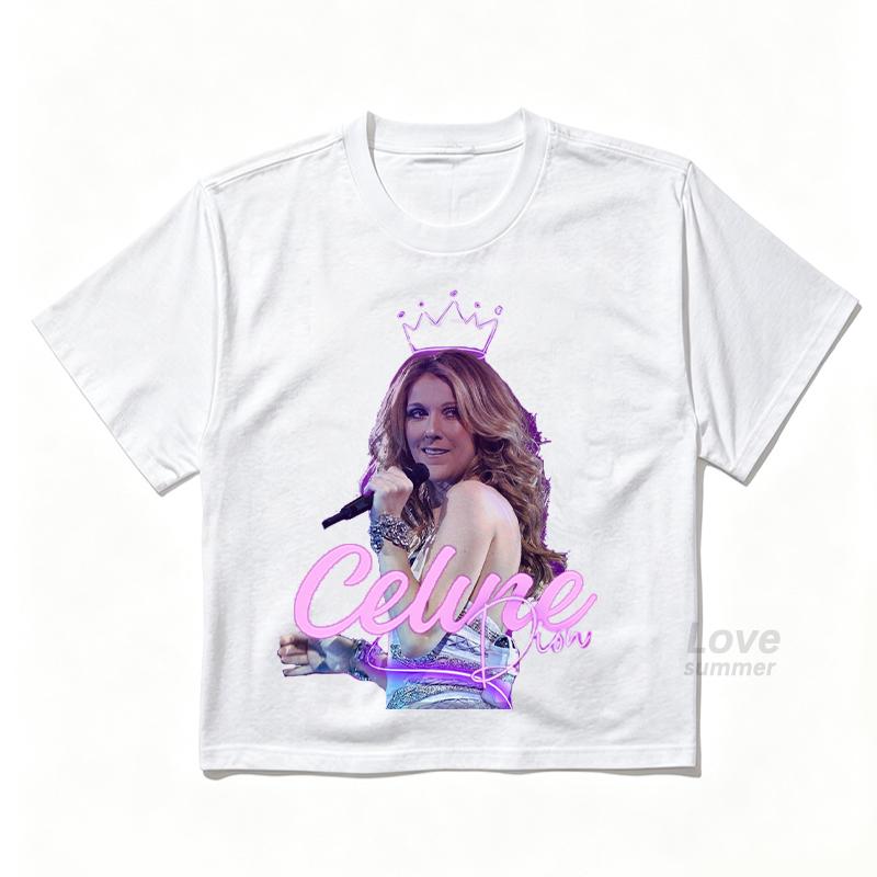 Celine Dion Paris 2026 Fan Tour Gift T-shirt Men Women Kids Girls Boys Parent-child T-shirt Pop Music Streetwear Hip Hop Tees