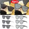 6pcs Fashion Brand Classic Rectangular Large Frame Sunglasses Women Designer Retro Sun Glasses INS Eyeglasses Men Unisex Shades