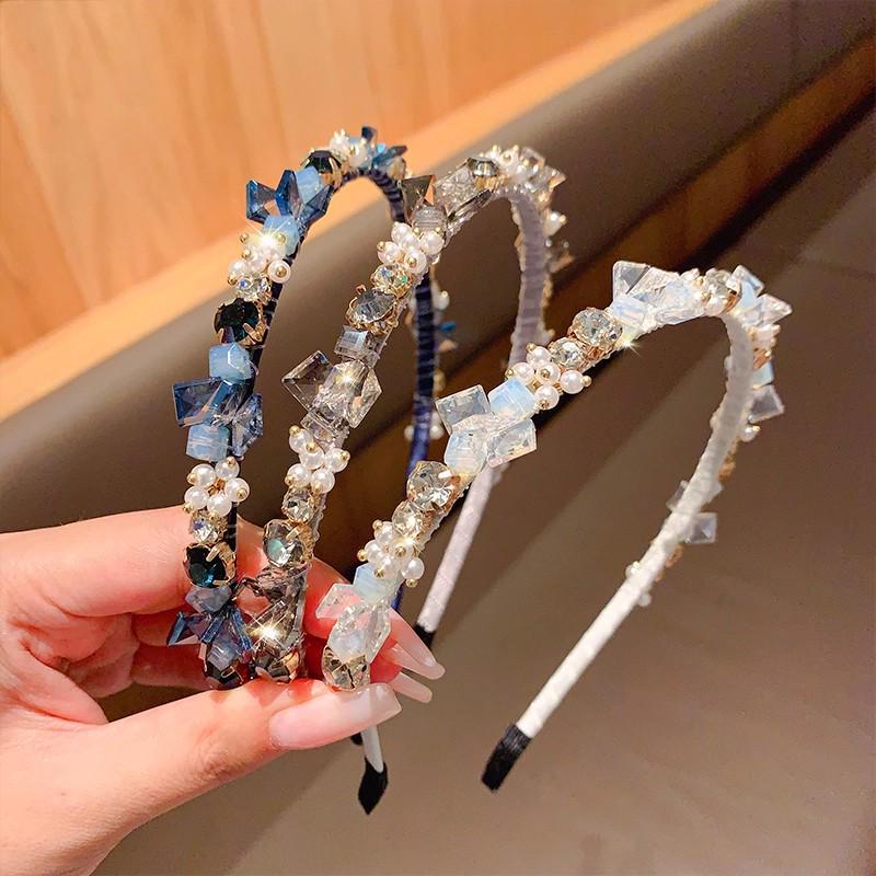 Korean Fashion Pearl Rhinestone Crystal Headband: Stylish, Non-Slip, Luxury Design