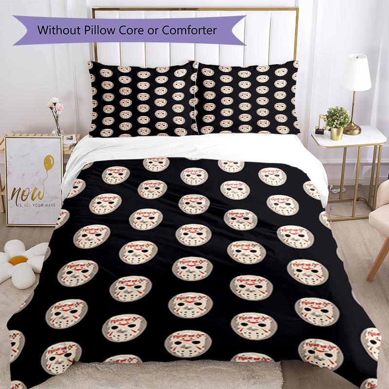 3pcs Halloween horror Bedding Set Duvet Cover Closure Includes 1 Duvet Cover & 2 Pillowcases, Soft and Comfortable for All Seasons.