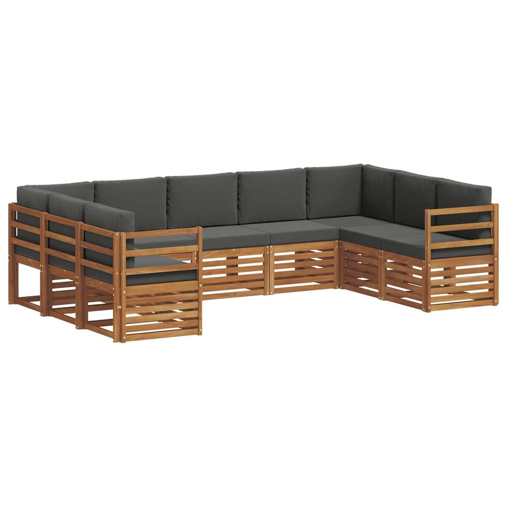 Outdoor Corner Sofa Set with Cushions 9 pcs Natural and Anthracite