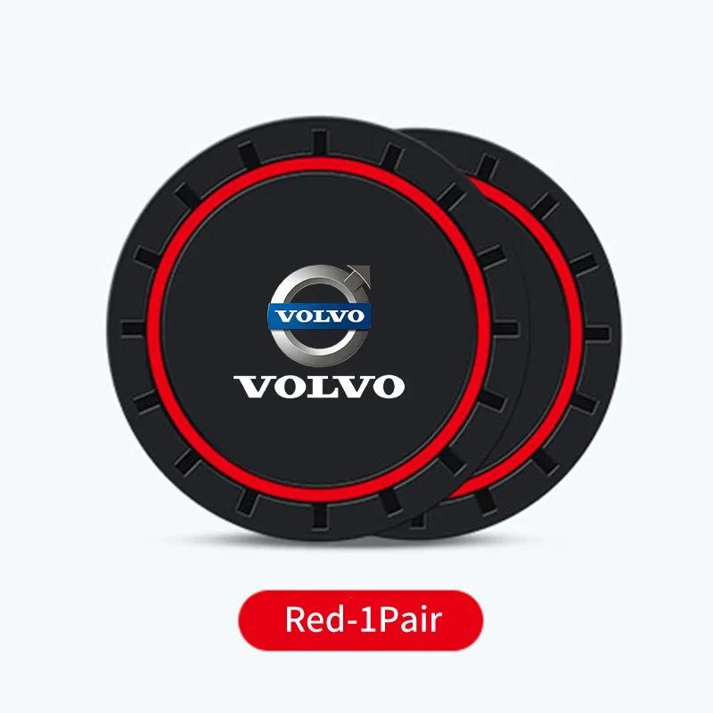 2Pcs Car Silicone Coaster Anti-Slip Water Cup Drink Mat For Volvo XC60 XC90 S60 V40 V50 V60 XC40 V70 V90 S90 S80 C30 S40 XV40