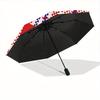 1pc Floral Checkered Automatic Folding Umbrella, 8-Rib Sturdy Canopy, Portable Travel Umbrella for Outdoor Use