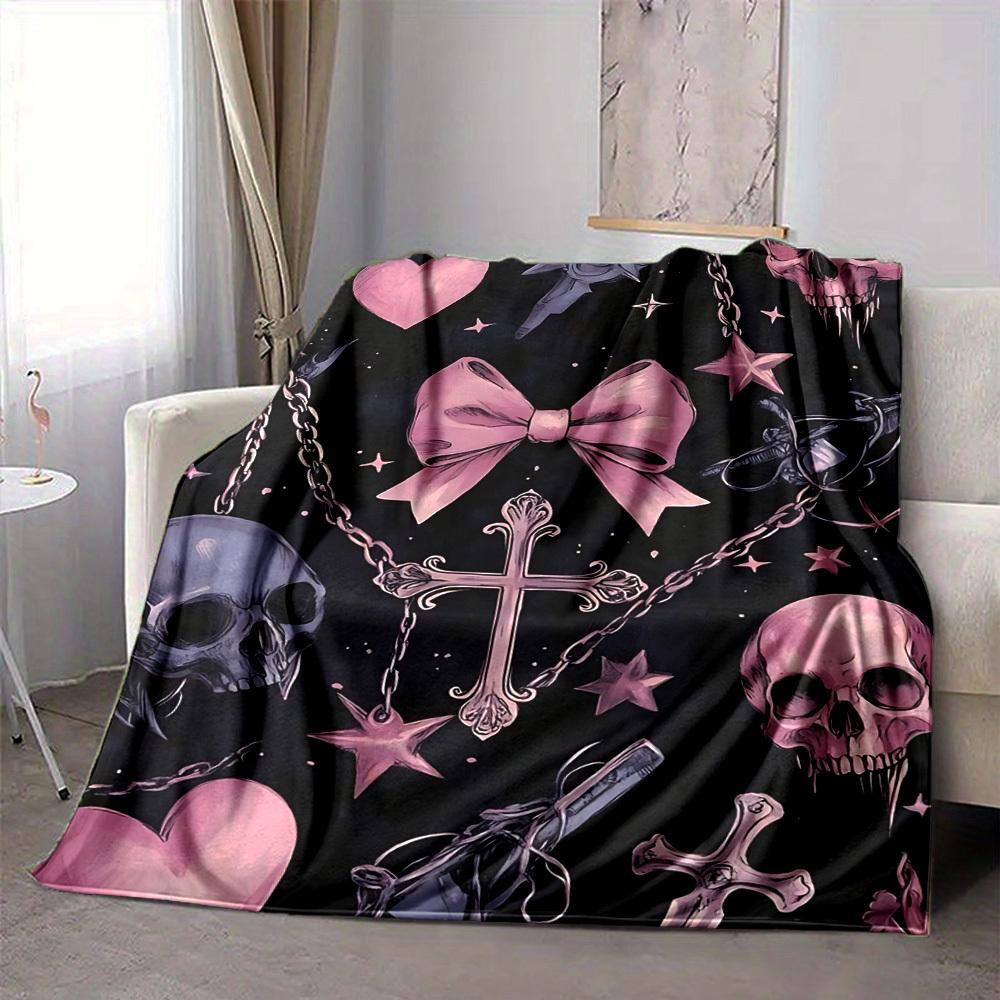 

1pc Gothic Elements Print Blanket Lightweight Flannel Throw Blanket For Sofa, Bed, Living Room, Office, Outdoor Travel, Camping 80cmx120cm