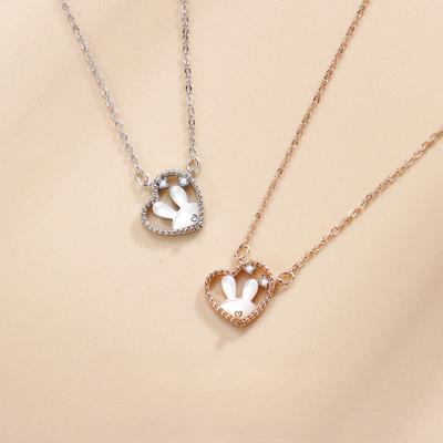 Süßes süßes Kaninchen Halskette weiblich frisch und süß Koreanischer exquisiter Ins-Stil Schachbrett Liebe Kaninchen Anhänger