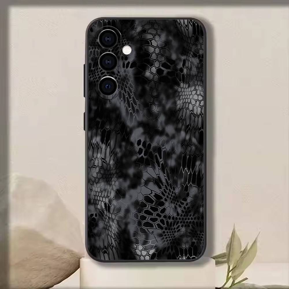 

Snake Skin Camouflage Phone Case Black Silicone Soft For Samsung Galaxy A73,A72,A71,A70,A53,A52,A51 Samsung a42 5g